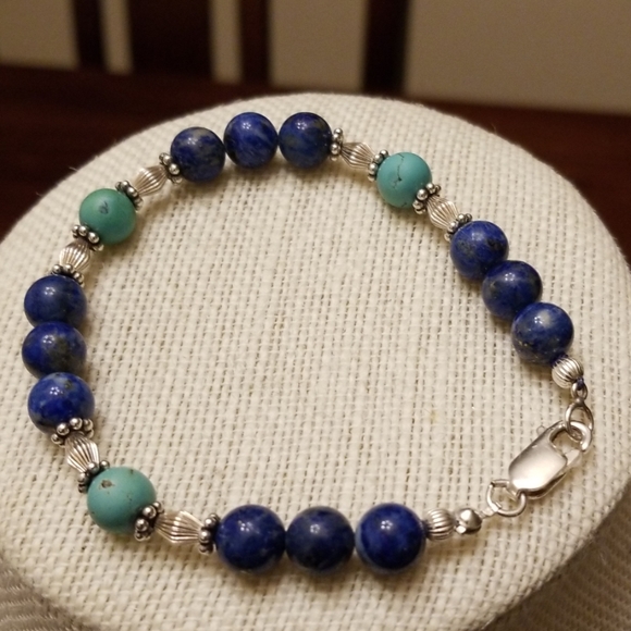 Jewelry - Sterling 925 Turquoise & Lapis Lazuli Bracelet